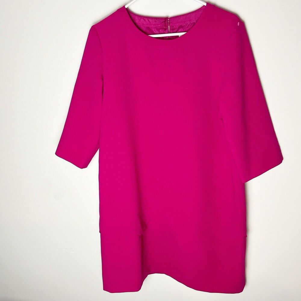 Kate Spade Dress Womens 8 Pink‎ 3/4 Sleeve Shift Scalloped Lined New York​